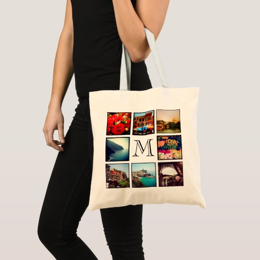 Aangepast monogram fotocollage tote bag (Voorkant (product))