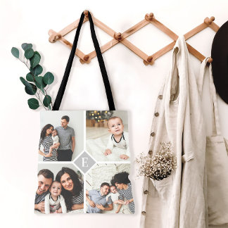 Aangepast monogram fotocollage tote bag