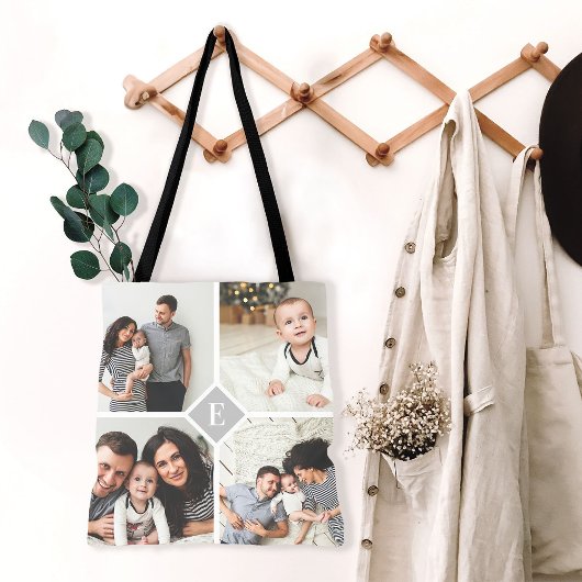 Aangepast monogram fotocollage tote bag