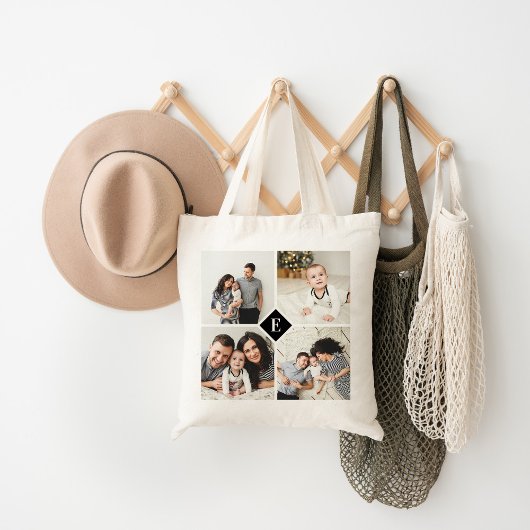 Aangepast monogram fotocollage tote bag