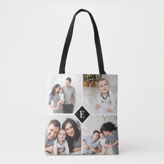 Aangepast monogram fotocollage tote bag (Voorkant)