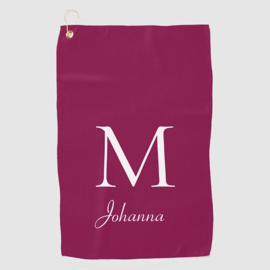 Aangepast monogram Fuchsia wit Golfhanddoek (Voorkant)