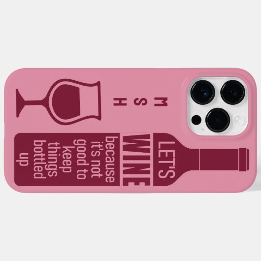 Aangepast monogram Funny Wine Quote Case-Mate iPhone Case (Achterkant (horizontaal))