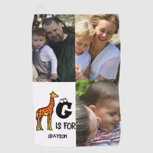 Aangepast monogram G is voor schattige giraffen in Golfhanddoek