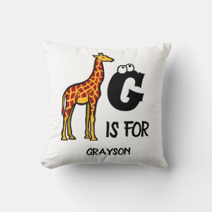 Aangepast monogram G is voor schattige giraffen in Kussen