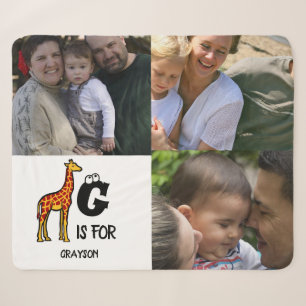 Aangepast monogram G is voor schattige giraffen in Sherpa Deken