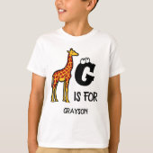Aangepast monogram G is voor schattige giraffen in T-shirt (Voorkant)