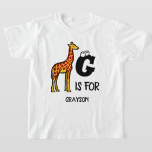 Aangepast monogram G is voor schattige giraffen in T-shirt