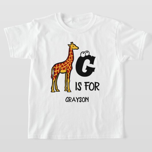 Aangepast monogram G is voor schattige giraffen in T-shirt (Laagn)