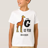 Aangepast monogram G is voor schattige giraffen in T-shirt (Voorkant)