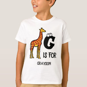 Aangepast monogram G is voor schattige giraffen in T-shirt