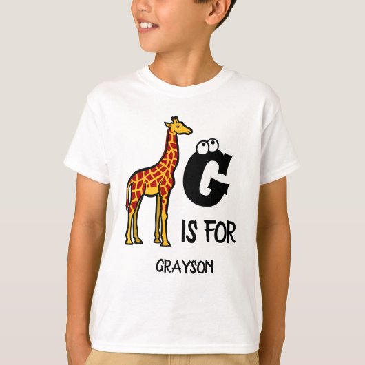 Aangepast monogram G is voor schattige giraffen in T-shirt (Voorkant)
