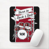 Aangepast monogram geboord op Rock & Roll Drummer  Muismat (Met muis)