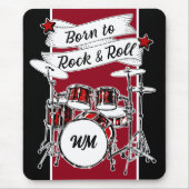 Aangepast monogram geboord op Rock & Roll Drummer  Muismat (Voorkant)