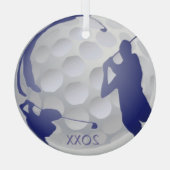 Aangepast monogram gedateerd Golf Sport Hobby Glas Ornament (Achterkant)