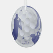 Aangepast monogram gedateerd Golf Sport Hobby Glas Ornament (Voorkant links)