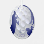 Aangepast monogram gedemonstreerd Golf Sport Hobby Metalen Ornament (Voorkant links)