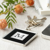 Aangepast monogram gedrukt. Zwart en Bleek grijs. Sleutelhanger (Zijkant)