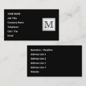 Aangepast monogram gedrukt. Zwart en Bleek grijs. Visitekaartje (Voorkant / Achterkant)