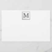 Aangepast monogram gedrukt. Zwart-wit. Briefpapier (Voorkant)