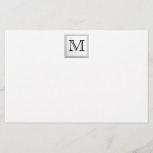 Aangepast monogram gedrukt. Zwart-wit. Briefpapier