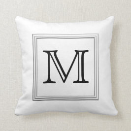 Aangepast monogram gedrukt. Zwart-wit. Kussen