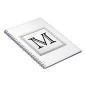 Aangepast monogram gedrukt. Zwart-wit. Notitieboek (Rechterzijde)