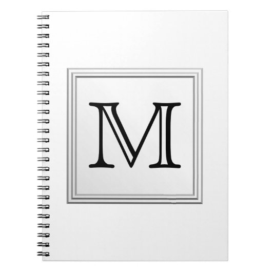 Aangepast monogram gedrukt. Zwart-wit. Notitieboek (Voorkant)