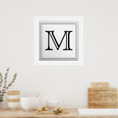 Aangepast monogram gedrukt. Zwart-wit. Poster (Keuken)