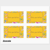 Aangepast Monogram Geel Bloemendesign Rechthoekige Sticker (Vel)