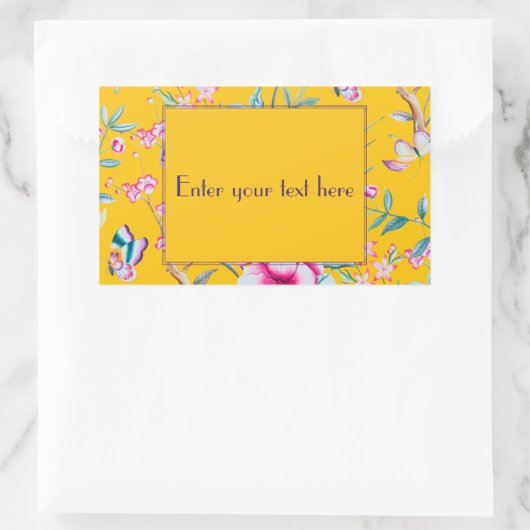 Aangepast Monogram Geel Bloemontwerp Rechthoekige Sticker (Tas)