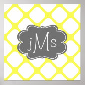 Aangepast monogram geel en wit decopatroon poster (Voorkant)