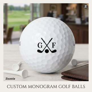 Aangepast monogram gekruiste golfclubs initiële le golfballen