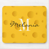 Aangepast monogram gele zwitserse kazwitserse kaas muismat (Voorkant)