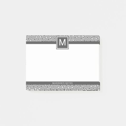 Aangepast monogram Geometrisch Abstract Patroon Post-it® Notes (Voorkant)