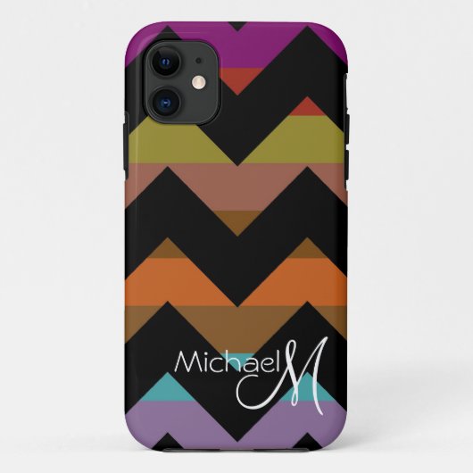 Aangepast monogram Geometrische Chevron Zigzag 4 Case-Mate iPhone Case (Achterkant)