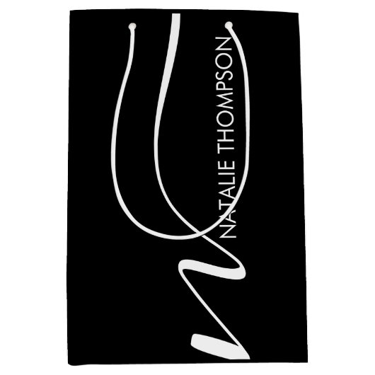 Aangepast monogram gepersonaliseerd met naam Cool  Medium Cadeauzakje (Voorkant)