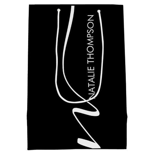 Aangepast monogram gepersonaliseerd met naam Cool  Medium Cadeauzakje (Achterkant)