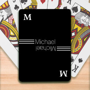 Aangepast monogram - gepersonaliseerd zwart speelkaarten