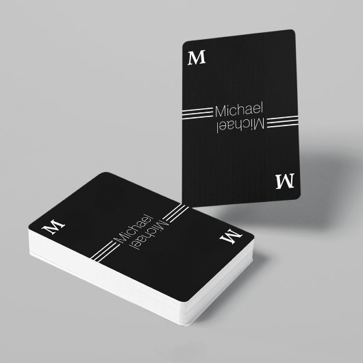 Aangepast monogram - gepersonaliseerd zwart speelkaarten
