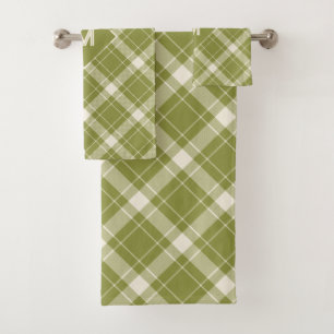 Aangepast Monogram geruit / Tartan Patroon Bad Handdoek
