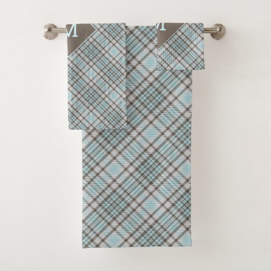 Aangepast Monogram geruit / Tartan Patroon Bad Handdoek (Insitu)