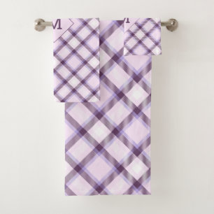 Aangepast Monogram geruit / Tartan Patroon Bad Handdoek