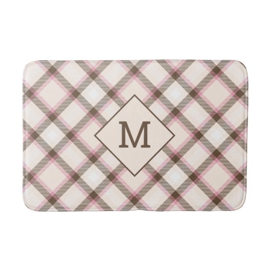 Aangepast Monogram geruit / Tartan Patroon Badmat (Voorkant)