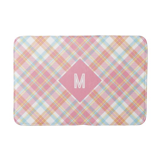 Aangepast Monogram geruit / Tartan Patroon Badmat (Voorkant)