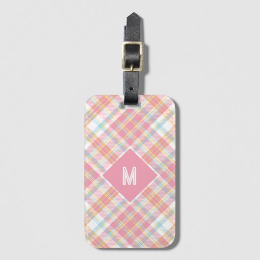 Aangepast Monogram geruit / Tartan Patroon Bagagelabel (Voorkant (verticaal))