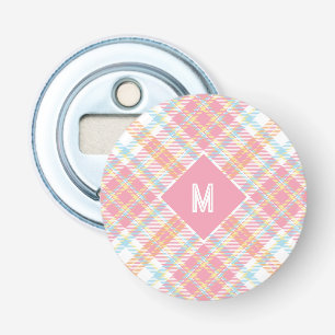Aangepast Monogram geruit / Tartan Patroon Button Flesopener