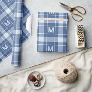 Aangepast Monogram geruit / Tartan Patroon Cadeaupapier