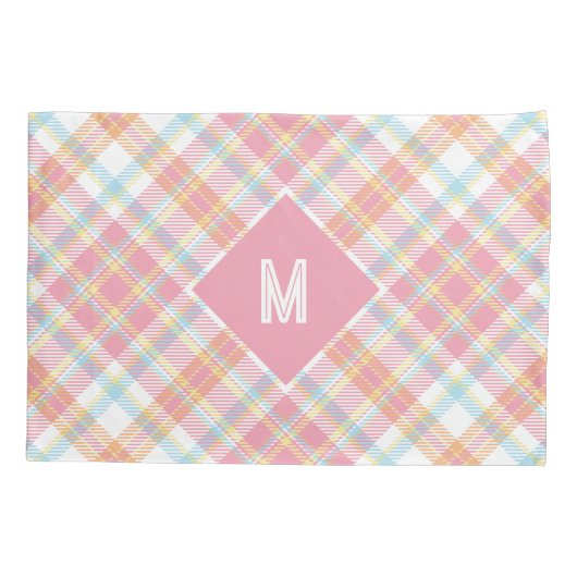 Aangepast Monogram geruit / Tartan Patroon Kussensloop (Achterkant)