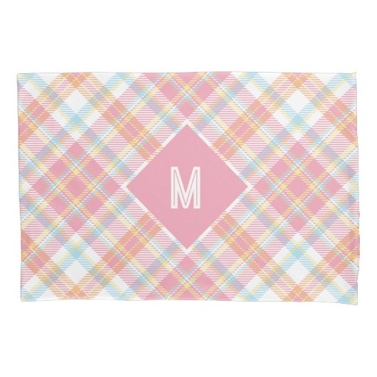 Aangepast Monogram geruit / Tartan Patroon Kussensloop (Voorkant)